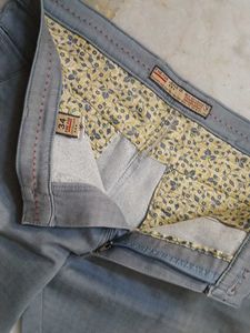 Mens Grey Formal Cotton Pant