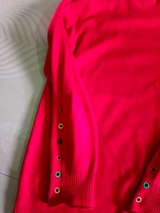 Beautiful Red Highneck Top With Outer