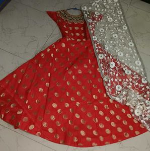 Elegant Orange Anarkali Suit