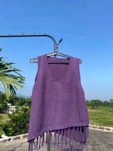 Purple half sweater with tassels