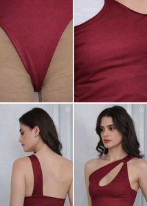One-Shoulder bodysuit with tag.