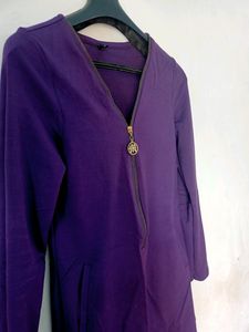 Purple 💜 Bodycon Dress With Stylish Zipper ✨