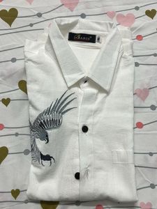 White Eagle Print Short Sleeve Shirt
