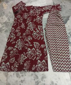 A Red Burgandi Kurti 2 Piece