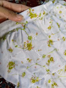 Floral White Tiered Maxi Skirt for girls