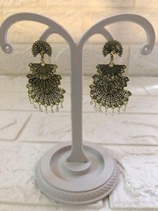 Gold & Black Platted - Peacock Earring