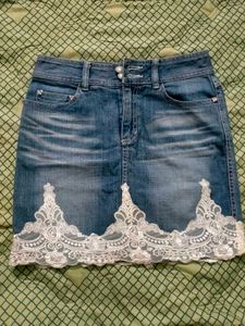 Y2K Babydoll Mini Lace & Denim Skirt