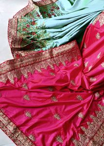 Heavy Embroidery Silk Saree With Blouse
