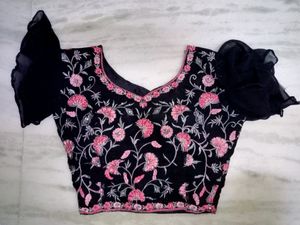 Embroidered Blouse with Ruffle Sleeves