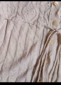 Vintage Cream Knit Tie-Front Cardigan