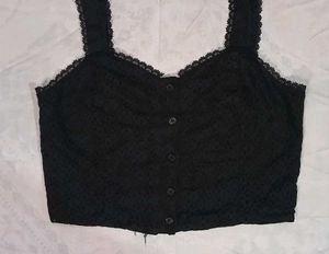 Black Lace Crop Top