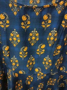 Women Fit &amp; Flare Blue Dress With Belt