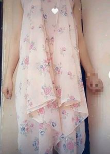 Floral Print Pink Dress with Shrug