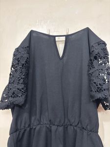 Black Lace Sleeve Playsuit