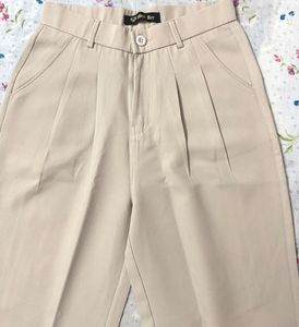 Beige Pleated Trousers
