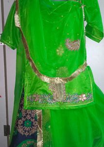 Green Embroidered Rajputi Poshak/rajasthani Dress
