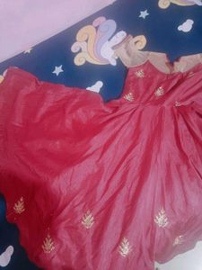 Red Embroidered Party Dress