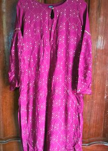 Maroon Embroidered Kurta Set