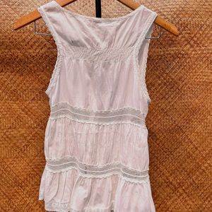 White Lace Trim Sleeveless Top