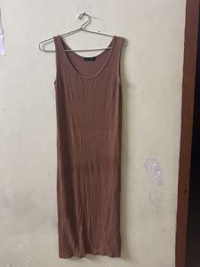 Brown Midi Slip Dress