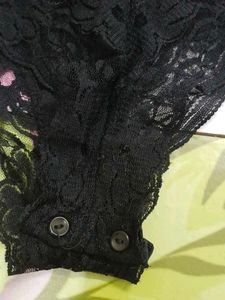 1300)Black Lace Teddy