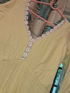 Mul Cotton Fabric Lace Work Anarkali Gown