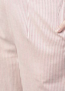 Beige Red Checked Kurta With Palazzos
