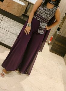 Party Wear Palazzo With Crop Top And Dupatta Set