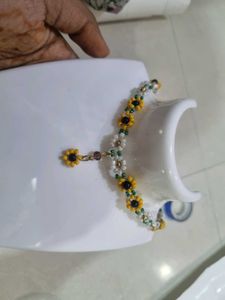 Sunflower Beaded Wire Necklace