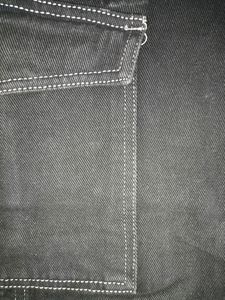 Denim Black Pant With White Threaded Design