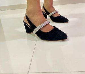 Black Block Heel Slingbacks