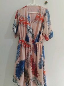 Feather Print Wrap Dress