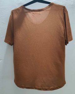 Brown U-Neck T-Shirt