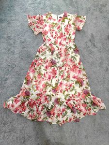🌺Pink Floral Long Frock 🌺