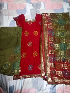 Red Embroidered Kurta