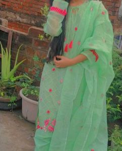 Kota Doria Embroidered Suit
