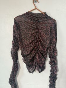 Leopard Print Mesh Top