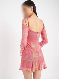 Pink Plaid Mini Dress