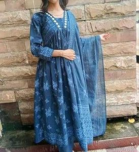 Women Printed Anarkali Kurta and Pant Dupatta Set