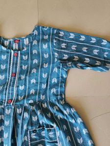 Blue Printed Cotton Dress