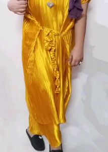 Yellow Pleated Loungewear Set