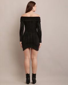 Striped Off-Shoulder Bodycon Dress