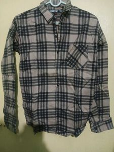 Brown Plaid Flannel Shirt - Size M