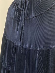 Navy Blue Tiered Pleated Skirt
