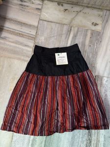 Striped Ethnic Botton Down Skirt With Tags