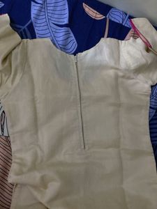 Beautiful Beige and Pink embroidery kurthi