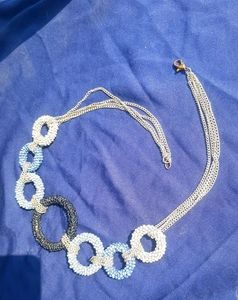 Blue Neck Piece With Silver Chains 💙