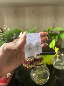 Maroon Square Jhumka