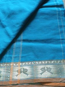 Teal Green with Orange Saree