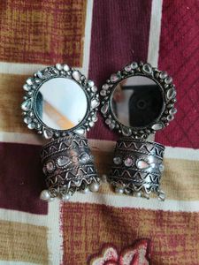 Mirror Jhumka Earrings